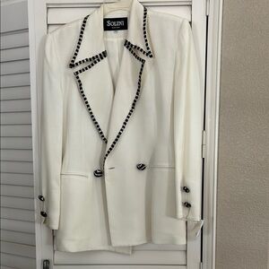 Solini White Blazer with Black Trim